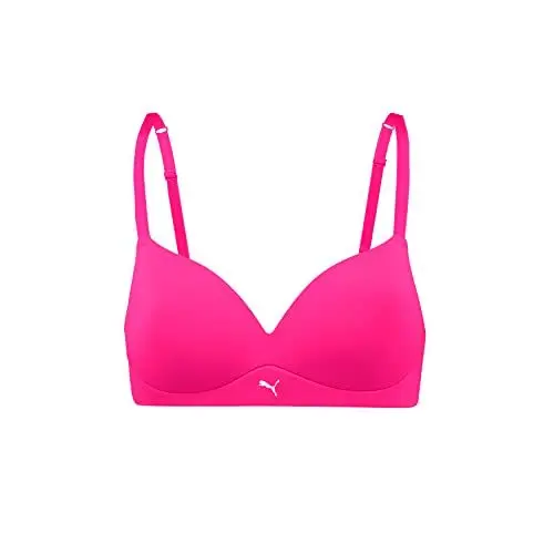 Produktbild: PUMA Damen Zacht gevoerde beha Padded Bra, Neon Pink, 80D EU