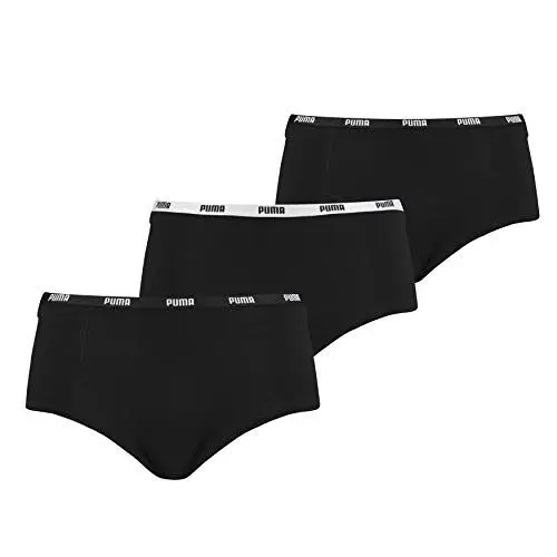 Produktbild: PUMA Damen Unterwäsche Unterhosen 3 Mini Shorts im Vorteilspack (Black, XL)