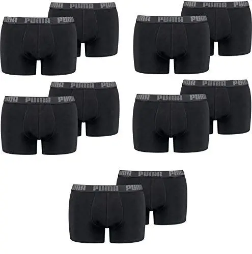 Produktbild: PUMA Herren Boxershorts Unterhosen 521015001 10er Pack, Farbe:230 - Black/Black, Bekleidungsgröße:M