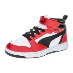 Produktbild: PUMA Unisex Kinder Rebound V6 Mid Ac+ Ps Sneaker, Puma White Puma Black for All Time Red, 33 EU