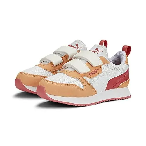 Produktbild: PUMA R78 V PS Sneaker, White White-ORANGE Peach, 31 EU