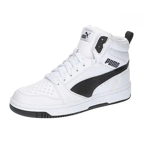 Produktbild: PUMA Unisex Kinder Rebound V6 Mid Jr Sneaker, Puma White Puma Black, 38.5 EU