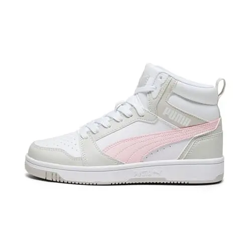 Produktbild: PUMA Unisex Kinder Rebound V6 Mid Jr Sneaker, Puma White Frosty Pink Sedate Gray, 38 EU