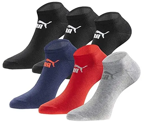 Produktbild: PUMA Sneakersocken 18 Paar Pack Statement Edition - Damen und Herren - Black-Blue-Red-Grey Season - Gr. 43-46