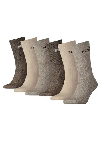 Produktbild: PUMA Sportsocken Tennissocken Crew Tennis Socken Unisex für Damen und Herren 6 Paar, Farbe:Chestnut Combi, Socken & Strümpfe:35-38