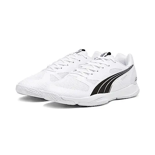 Produktbild: PUMA Unisex Attacourt Indoor Court Shoe, White Black Concrete Gray, 44.5 EU