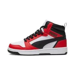 Produktbild: PUMA Unisex Kinder Rebound V6 Mid Jr Sneaker, Puma White Puma Black For All Time Red, 35.5 EU
