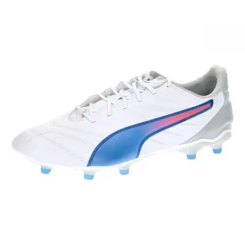 Produktbild: PUMA Unisex King PRO FG/AG Soccer Shoe, White-Bluemazing-Flat Light Gray, 42.5 EU