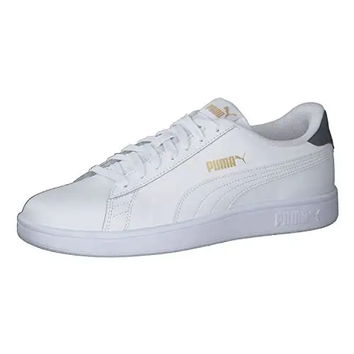 Produktbild: PUMA Unisex Puma Smash v2 L Low-Top, Puma White-Puma White-Peacoat-Puma Team Gold, 40.5 EU