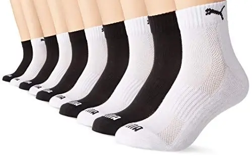Produktbild: PUMA Unisex Puma Unisex Cushioned Quarter (5 Pack) Socks, Black/White, 35-38 EU