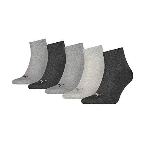 Produktbild: PUMA Unisex Puma Unisex Quarter Plain Sokken (5 stuks) Socks, Anthraci/L Mel Grey/M Mel Grey, 43-46 EU