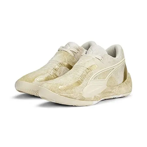 Produktbild: PUMA Unisex Rise Nitro Nephrit Basketballschuh, Mattes Elfenbein, Metallic-Gold, 42 EU
