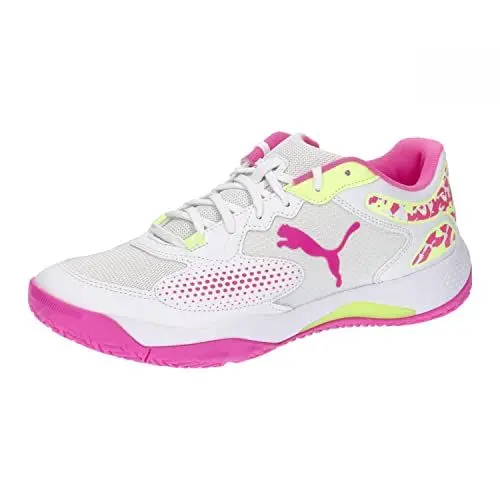 Produktbild: PUMA Unisex SOLARCOURT RCT Fußballschuh, White-Ravish-Fast Yellow, 44.5 EU
