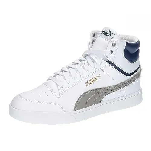 Produktbild: PUMA Unisex Shuffle Mid Turnschuhe, Puma White Concrete Gray Persian Blue Puma Gold, 42 EU