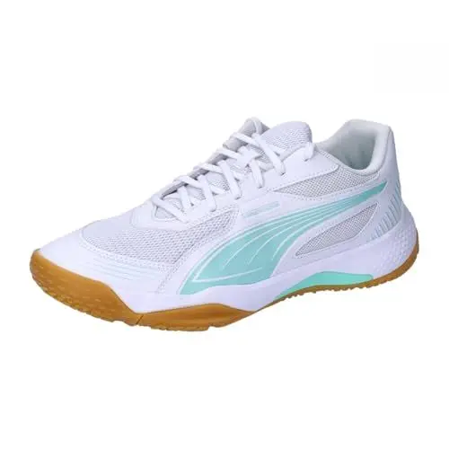 Produktbild: PUMA Unisex Solarflash III W+ Indoor Court Shoe, White-Electric Peppermint, 44.5 EU