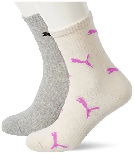 Produktbild: PUMA Women's Women CAT Logo Sock 4P, Oatmeal Combo/Grey mélange Combo, 35/38