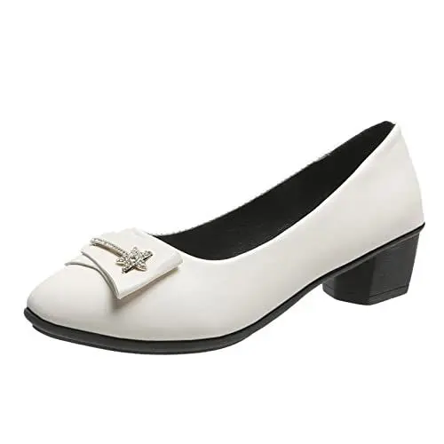 Produktbild: Pumps Damen Atmungsaktive Schnürschuhe für Damen mit dicken Absätzen, lässige Sandalen Spangenpumps Schwarz (Beige, 37)
