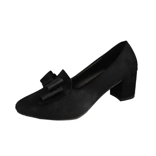Produktbild: Pumps Damen runder quadratisch, mit Schleife, einzelne Schuhe, lässig, bequem, zum Hineinschlüpfen mit Absatzschuhen Plateau Pumps (38)