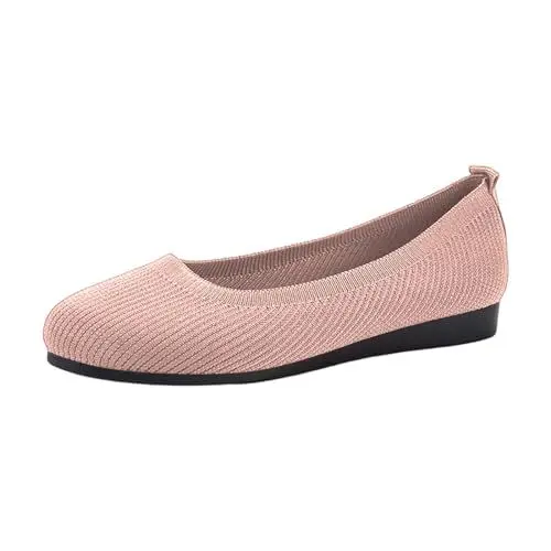 Produktbild: Pumps Weite H Slipper Damen Slingback Pumps Damen Damen-Sneaker, gestrickt, atmungsaktiv, weiche Seite, weiche Sohle, Freizeitschuhe, gestreift, Damen Elegant Schlupfschuhe Damen Tanzschuhe (Pink, 38)