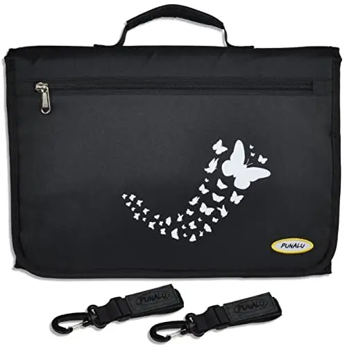 Produktbild: Punalu große Wickelunterlage für unterwegs, Wickelauflage, kleine Wickeltasche, Windeltasche inkl. 2x Kinderwagenhaken