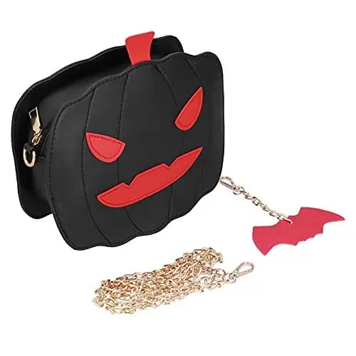 Produktbild: PUNELE Kürbisförmige Tragetasche mit Großem Fassungsvermögen, Halloween-Süßigkeitstasche, Umhängetasche für Halloween-Festival (Schwarz)