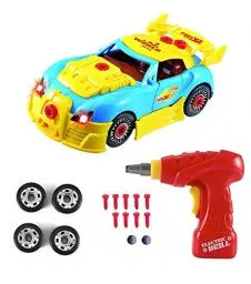 Produktbild: Pup Go Montage Auto Kinder Spielzeug, 30+4 Teiliges DIY Konstruktionsspielzeug Auto mit Bohrmaschine Akkuschrauber Sound Beleuchtung, Spielzeug ab 3 4 5 6 Jahre Junge Kinderspielzeug