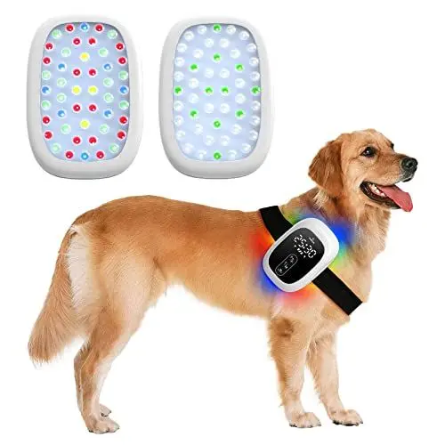 Produktbild: PUPCA Infrarotlampe für Hunde Schmerzlinderung und Entzündungshemmend, Tragbar 48pcs 470-940nm Kalte Lasertherapie mit 2 Therapie Pad, Rotlicht Therapie für Haustiere Katzen Hunde