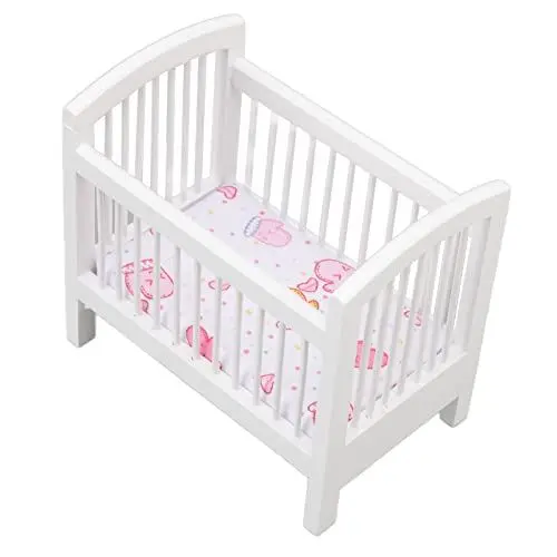 Produktbild: Puppenbett aus Holz, 11,4 X 7,1 X 10,2 Cm/4,5 X 2,8 X 4,0 Zoll, Puppenhaus aus Holz, Kleines Bett, Puppenhaus-Dekoration f¨¹r 1:12 Puppenhaus, Wei?Wawa house