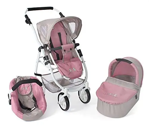 Produktbild: Puppenwagen Emotion All In, 3in1 Puppenwagen-Set bestehend aus Babywanne, Sportsitz und Autositz, Bärchen, Rosa