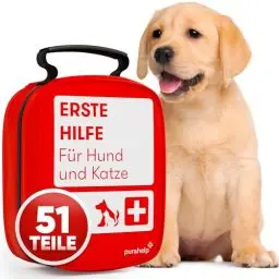 Produktbild: PURAHELP Erste Hilfe Set Hund und Katze - 51 Teile Inkl. Zeckenzange, Pinzette, Tourniquet und vieles mehr - Hunde Erste Hilfe Set Erste Hilfe Hund Hundeapotheke
