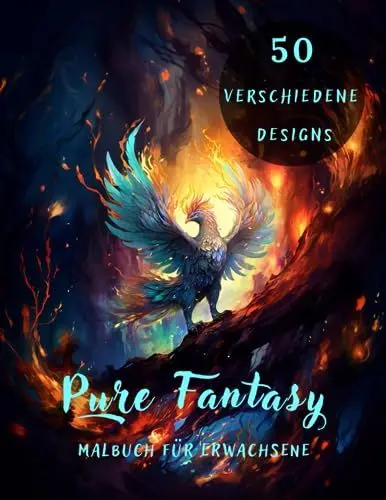 Produktbild: Pure Fantasy Malbuch für Erwachsene: Mit Mythischen Kreaturen, Fantasy-Drachen, Greif, Minotaurus, Troll, Werwolf, Wendigo, Chupacabra, Zerberus, Gnom, Kitsune, Ghul, Krake, Einhorn, Yeti und Phoenix
