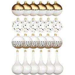 Produktbild: Pure Living Weihnachtskugeln Glas im wunderschönen Handwerk-Design - 24-tlg. Set mit exklusiven Christbaumkugeln - Weihnachtsbaumkugeln in EU Premium-Qualität - Einzigartig-festlicher Baumschmuck