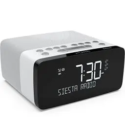 Produktbild: Pure Siesta Charge Bluetooth Radiowecker Digital mit Ladepad (DAB/DAB+ Digital- und UKW-Radiowecker, Bluetooth, USB, drahtlose Handy-Ladestation, 40 Senderspeicherplätze, AUX, USB), Polar