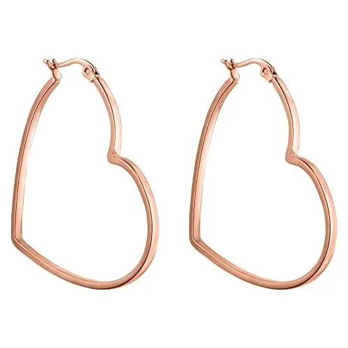 Produktbild: PURELEI® Big Love Ohrringe (Rosegold) – Damenohrringe aus langlebigem Edelstahl – Wasserfeste Ohrringe Damen – 44,5 x 42 mm – Modeschmuck für deinen individuellen Look