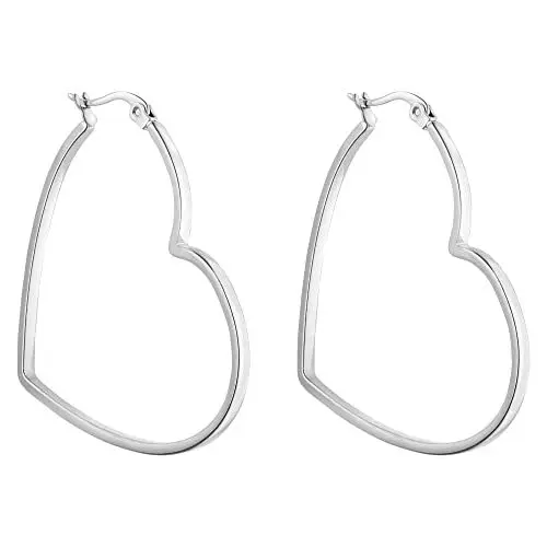 Produktbild: PURELEI® Big Love Ohrringe (Silber) – Damenohrringe aus langlebigem Edelstahl – Wasserfeste Ohrringe Damen – 44,5 x 42 mm – Modeschmuck für deinen individuellen Look