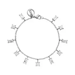 Produktbild: PURELEI® Powder Armband (Gold, Silber), Damen Armband aus langlebigem Edelstahl, Wasserfester Schmuck mit kleinen Schmuckstein-Anhängern (Zirkonia), 16-19 cm Länge verstellbar (Silber)