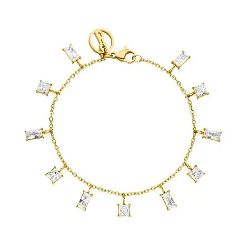 Produktbild: Purelei® Powder Armband (Gold, Silber), Damen Armband aus langlebigem Edelstahl, Wasserfester Schmuck mit kleinen Schmuckstein-Anhängern (Zirkonia), 16-19 cm Länge verstellbar (Silber) (Gold)