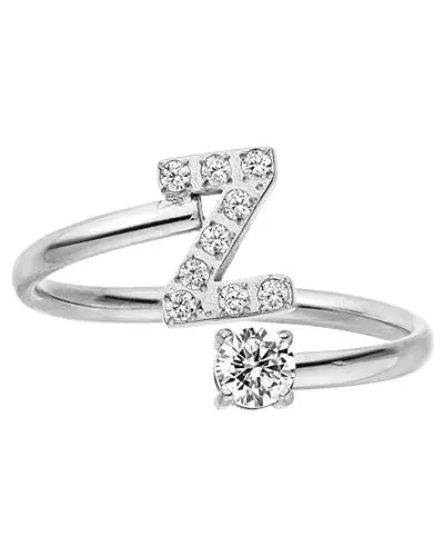 Produktbild: Purelei® Buchstaben Ring Z – Damenring aus langlebigem Edelstahl – Wasserfeste Ringe – Verstellbare Ringe von Größe 50 bis 60 – Modeschmuck für deinen individuellen Look