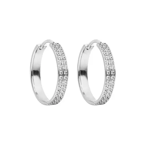 Produktbild: PURELEI® City Lights Ohrringe (Silber) – Damenohrringe aus langlebigem Edelstahl – Wasserfeste Ohrringe Damen – 2,4 cm Durchmesser – Modeschmuck für deinen individuellen Look