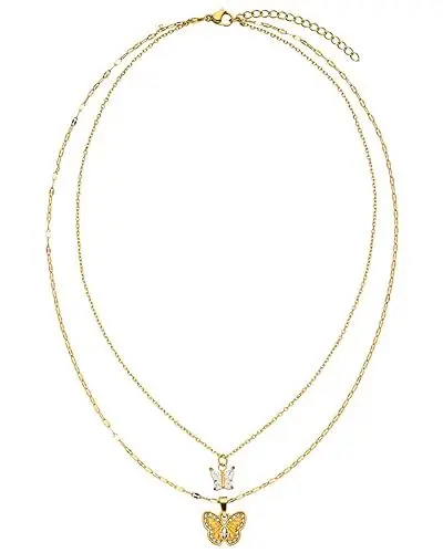 Produktbild: Purelei® Magical Butterfly Kette (Gold) – Halskette aus langlebigem Edelstahl – Wasserfeste Damen Kette – Geschenk für Freundin – Modeschmuck für deinen individuellen Look