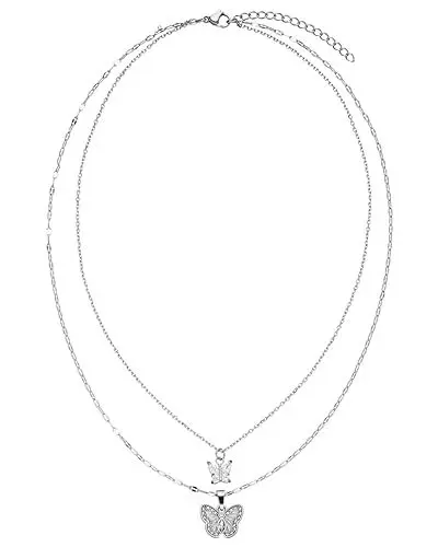 Produktbild: Purelei® Magical Butterfly Kette (Silber) – Halskette aus langlebigem Edelstahl – Wasserfeste Damen Kette – Geschenk für Freundin – Modeschmuck für deinen individuellen Look