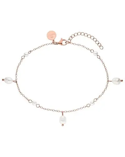 Produktbild: Purelei® Pearl Drop Fußkette (Roségold) – Fußkettchen aus langlebigem Edelstahl – Verstellbare Länge 21-25 cm – Wasserfeste Fußkette mit Perlen – Fußkettchen für Damen