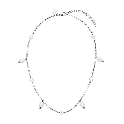 Produktbild: Purelei® Pearl Drop Kette (Silber), Wasserfeste Halskette mit Perlen für Frauen, Elegante Halskette aus Edelstahl, Geschenk für Frauen, 35-40 cm Länge verstellbar