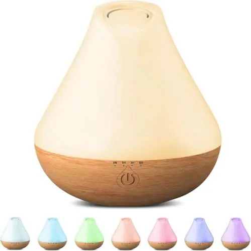Produktbild: PureMist Aroma Diffuser 100ml für Ätherische Öle: Kleiner Ultraschall Luftbefeuchter Schlafzimmer mit 4 Timer - Lufterfrischer mit 7-farbigem LED
