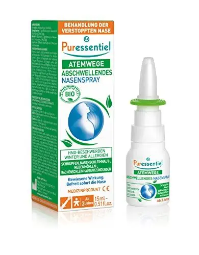 Produktbild: Puressentiel – Atemwege - Hypertonisches Nasenspray - Bio - Abschwellend bei Schnupfen, Rhinitis, Sinusitis, Nasopharyngitis - 15 ml