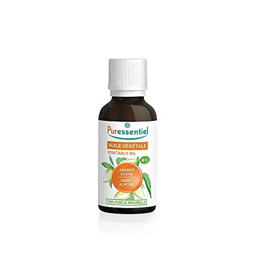 Produktbild: Puressentiel - Bio Süßmandel Pflanzenöl - Kaltgepresst - 100% rein und natürlich - ideal für die Pflege von Haaren und Haut, feuchtigkeitsspendend Vegan und Cruelty free - 50 ml