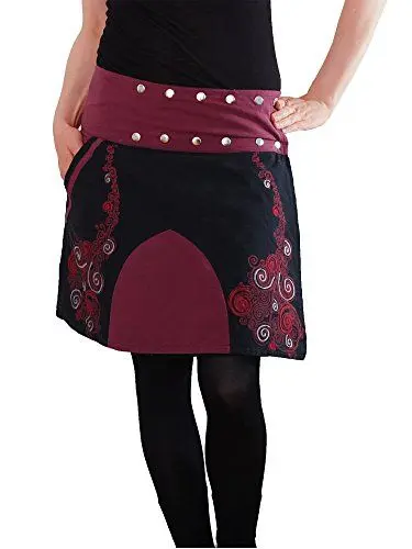 Produktbild: PUREWONDER Damen Wickelrock Druckknöpfe und Tasche sk111 Schwarz Einheitsgröße Verstellbar