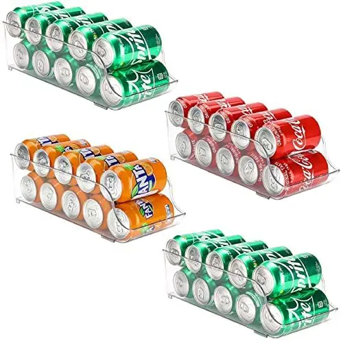 Produktbild: Puricon 4 Stück Dosenhalter Kühlschrank Organizer für Dosengetränke, Stapelbar Kunststoff Dosenspender Dosen Getränke Küchen Organizer Aufbewahrungbox, Dosen Can Store Container