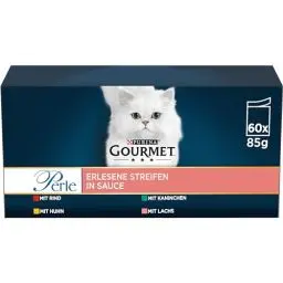Produktbild: Gourmet Perle Erlesene Streifen Katzenfutter nass, Sorten-Mix, 60er Pack (60 x 85g)