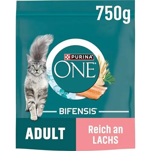 Produktbild: PURINA ONE BIFENSIS Adult Katzenfutter trocken, reich an Lachs, 6er Pack (6 x 1,4kg)